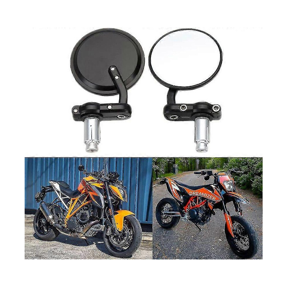 Kikidex (As Show, One Size) Round Motorcycle Handlebar End Mirrors 7/8" 22Mm, Motorbike Mirror For Street Sport Bikes Cruiser-Hy