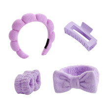 Soft Stretchy Face Washing Hairband and Wristband Hair-Purple