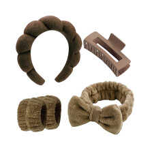 Multiuse Headbands Soft Wristband Hair Claw for-dark coffee