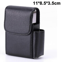 (As show, One size) Pu Leather Sliding Cigarette Box Case Stainless Steel Cigarette Case With Lighter Holder And Belt Loop For Men And Women Unisex