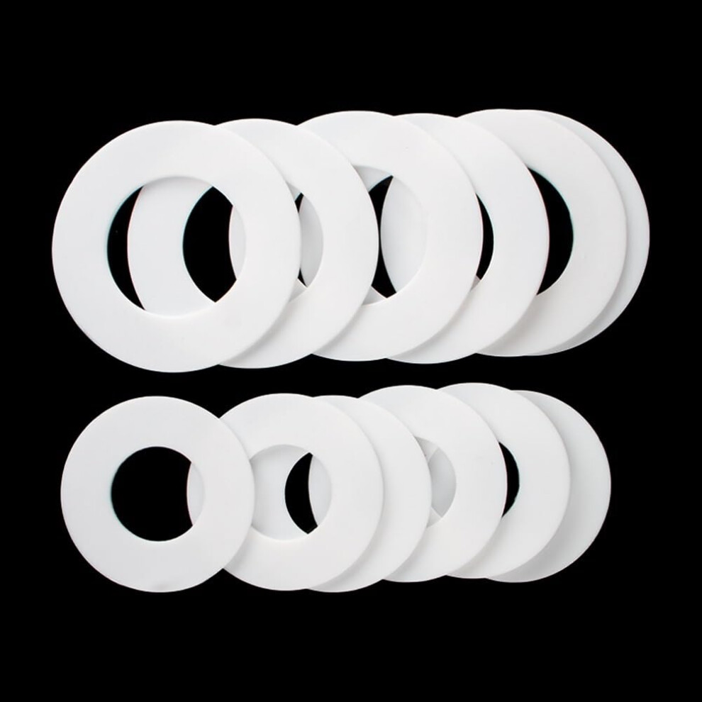 Ptfe Flat Washers Set 10-Piece, Od 6Mm-105Mm, Thickness 1Mm, 2Mm, 3Mm, Gasket Spacers For Sealing Solution 9067246526900