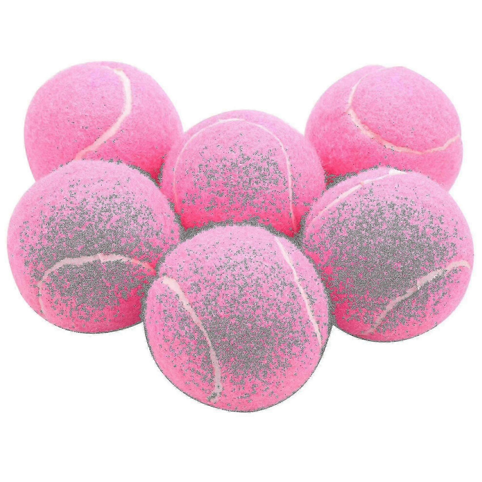 Kikidex (As Show, One Size) 6Pcs Pack Pink Tennis Balls 66Mm - Wear-Resistant Elastic Balls For Ladies Beginners