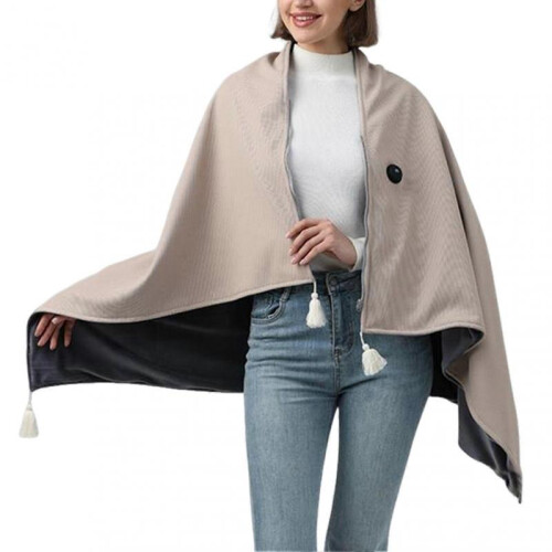 (Beige) wearable USB blanket for travel camping USB Powered Relaxing Study