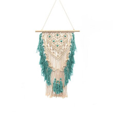 Macrame Woven Wall Hanging Blue Boho Chic Home Decor Bohemian Tapestry Wall Art Apartment Bedroom Nursery Living Room