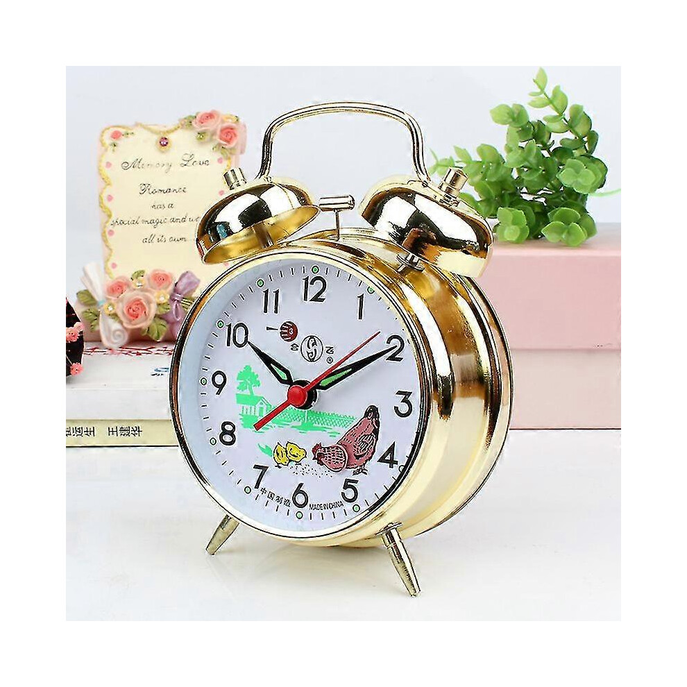 Kikidex (As Show, ) Vintage Animated Pecking Chicken Hen Alarm Clock, Classic Mechanical Alarm Clock Silver