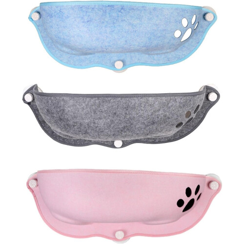 Window Perch Pet Bed Suction Cup Mounted Hammock Space-Saving Gray Cat Kitten Bed 2
