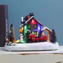 Weihnachtliches leuchtendes Resin-Haus mit LED-Licht, 18x10x12cm Dorfszene