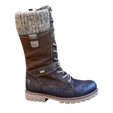 (38, Brown) Women's Flat Lace Up Mid Calf Boots Ladies Biker Riding Winter Warm Shoes