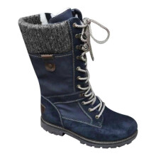 (39, Blue) Women's Flat Lace Up Mid Calf Boots Ladies Biker Riding Winter Warm Shoes