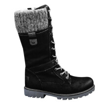 (43, Black) Women's Flat Lace Up Mid Calf Boots Ladies Biker Riding Winter Warm Shoes