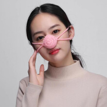 (Light Pink) Handmades Woolen Nose Protector Breathable Comfy Warm Nose Cover for Outdoor Activities