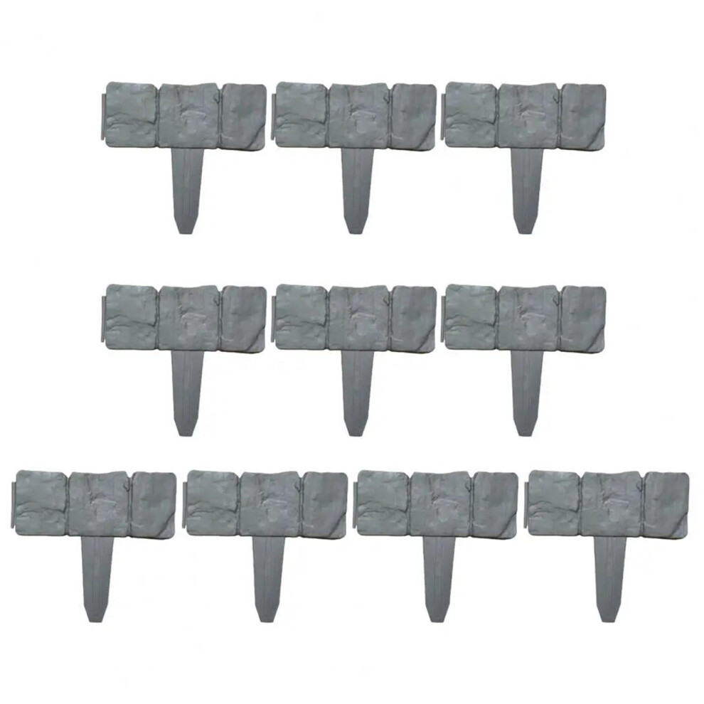 Garden Lawn Palisade Edging Border 10-Piece Eco-Friendly All-Purpose Walkway Landscape Border Grey Yard 9339159006504