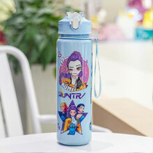 (Blue)700ml K-Pop Demon Hunters Water Bottle with Straw & Flip Cover, Portable Drinking Cup for Travel, Fitness and Gifts