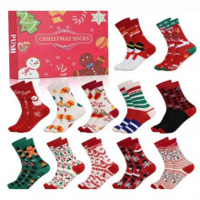(A)2025 Xmas 24 Pairs Socks Advents Calendar Christmas-Themed Unisex Socks for Holiday Morning Excitement