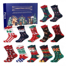(B)2025 Xmas 24 Pairs Socks Advents Calendar Christmas-Themed Unisex Socks for Holiday Morning Excitement
