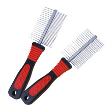 2pcs Double-Row Pet Cleaning Comb Set Stainless Steel Pin Grooming Tools For Dogs And Puppies Removes Knots And Loose Hair