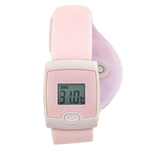 (Pink) Digital Baby Intelligent Bluetooth Thermometer Smart Fevers Temperature Bracelet LCD Display for Kids Adults