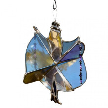 (1pcs)Stevie Nicks Inspired Art Deco Wind Spinner - Kinetic Stained Glass Suncatcher with Prisms for Garden, Porch & Window Decor