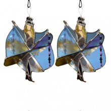 (2pcs)Stevie Nicks Inspired Art Deco Wind Spinner - Kinetic Stained Glass Suncatcher with Prisms for Garden, Porch & Window Decor