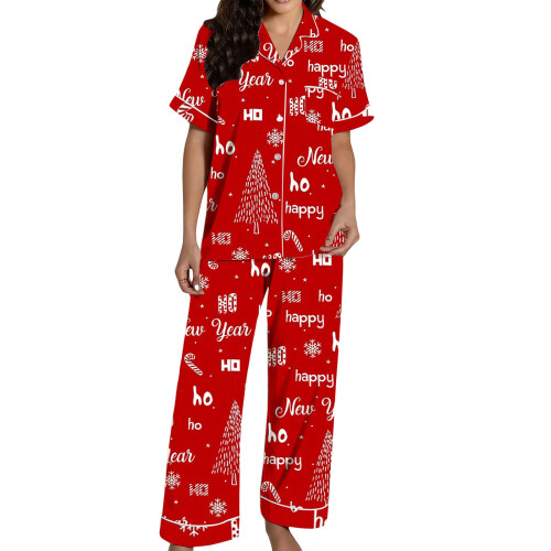 Weihnachts-Pyjamas, zweiteiliger Weihnachts-Pyjama mit-dered L