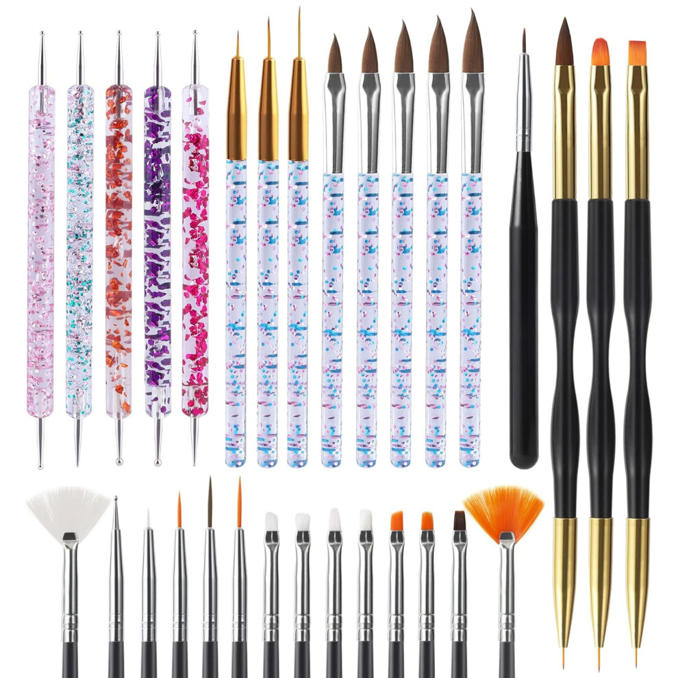 Light 31Pcs Nail Art Pen Set, Color Paint, Therapy, 23X14.5x2cm