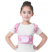 (S,pink)Adjustable Breathable Shoulder Brace Back Support Kid Spine Waist Straps Posture Correction Belt Children Back Posture Corrector