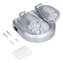 Verstellbare doppelte Infrarot-Bewegungsmelder-LED-Nachtlicht – Silber, 11,5x11 cm