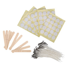 DIY Candle Making Kit 100Pcs 15cm Wicks & Double Sided Stickers - Wood Holder