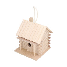 Holz-Vogelhaus aus Baumstämmen, 17x17x18 cm, Gartendekoration