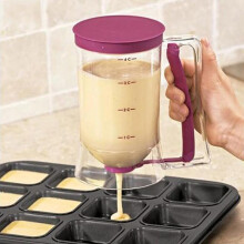 (Red, one-size) Cupcake Batter Dispenser, 1 Count Handheld Funnel Batter Dispenser, Convenient and Fast, Healthy and Safe Batter Dispenser for Small