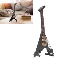 Large Tall Black V Guitar Miniature Model Decoration Ornament