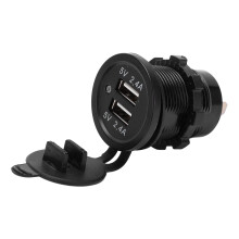 Modifizierter Auto-Ladegerät Doppel-USB 2,4A Wasserdicht Matt-schwarz 12-24V