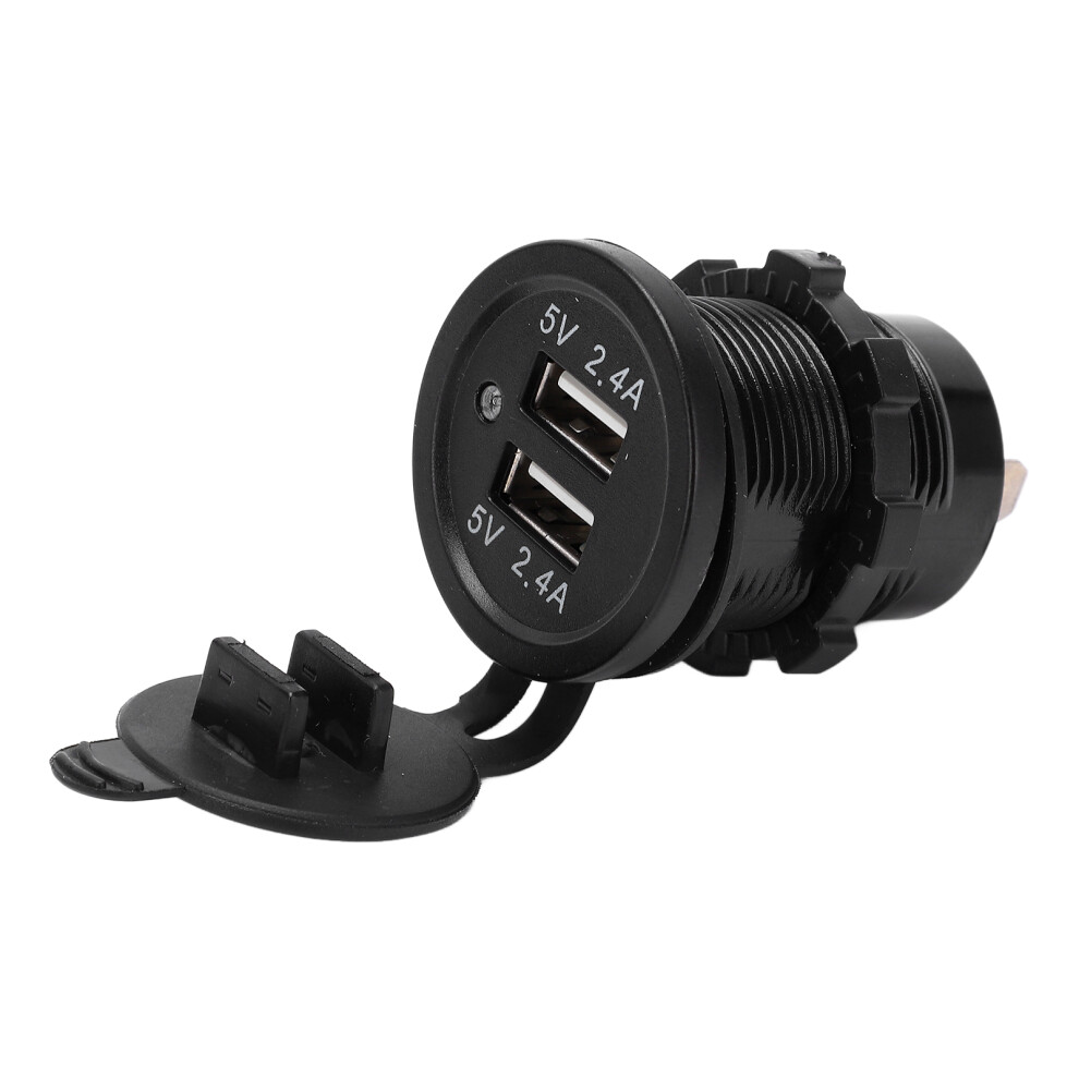 Waterproof Matte Dual Usb Car Charger 2.4A 12-24V Black 6951358063206