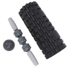 Hohlraum-Schaum-Massage-Roller- und Ball-Set für Rücken, Nacken, Taille Yoga Entspannung Schwarz 4 Stück