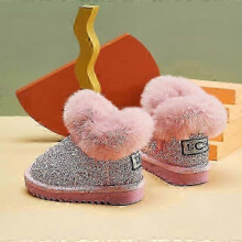 (23 (insole 14.5cm), pink) Children Snow Boots 0-10 Years for Baby Pink Girls ,Kids Winter Shoes,Warm Plush Fashion Platsform Short Boots Black Gray