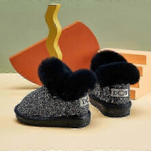 (25 (insole 15.5cm), black) Children Snow Boots 0-10 Years for Baby Pink Girls ,Kids Winter Shoes,Warm Plush Fashion Platsform Short Boots Black Gray