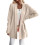 Women's Long Knitted Solid Color Cardigan-Beige XL 1