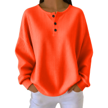 Women's fitness sweater, long-sleeved, casual top-Orange XL