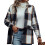 Women's plaid flannel coat-blue XXL 1
