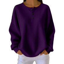 Women's fitness sweater, long-sleeved, casual top-Purple XXXL