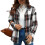 Women's plaid flannel coat-Black M 1