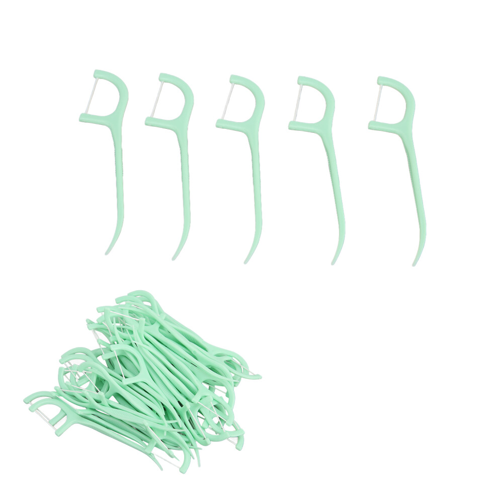 50pcs Thin Plastic Dental Floss Picks for Plaque & Food Remov