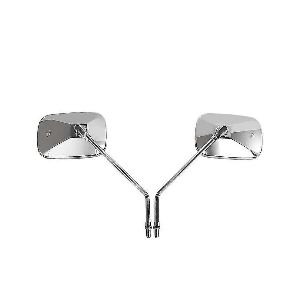 Kikidex (As Show, One Size) 10Mm Chrome Motorcycle Rectangle Handlebar Rear View Side Mirrors For Cruiser Scooter 102X155mm