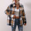 Women's plaid flannel coat-blue XXL 4