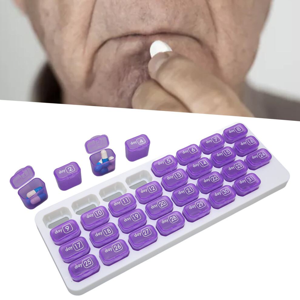 31 Day Pill Organizer with 4 Weekly Compartments for Home & Travel