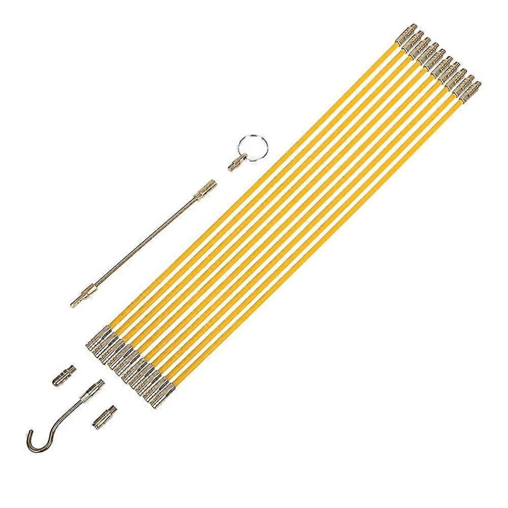 Kikidex (As Show, One Size) 10Pcs Fish Tape Rods Fiberglass Cable Access Tool Kit Electrical Cable Threader Running Puller 0.4