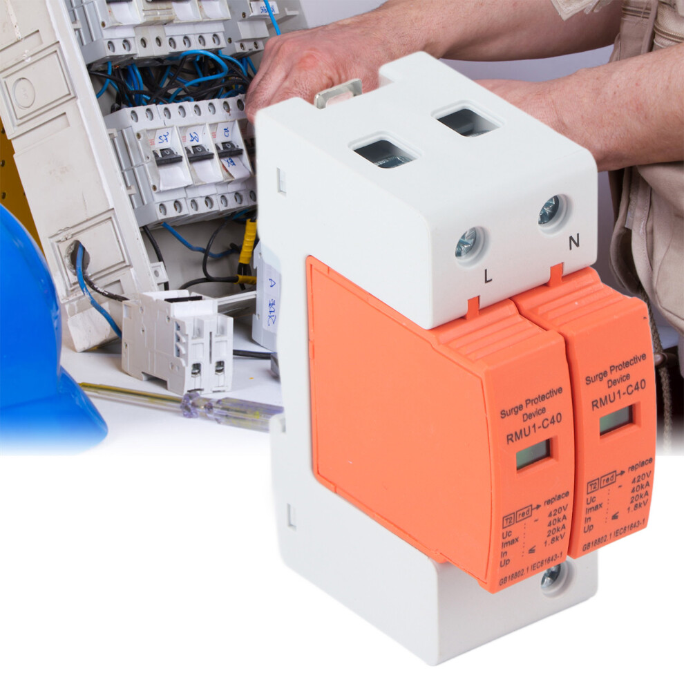 2Pcs Spd Surge Protector Ac Arrester 420V Home Circuit Breaker Rmu1-C40 4601358065749