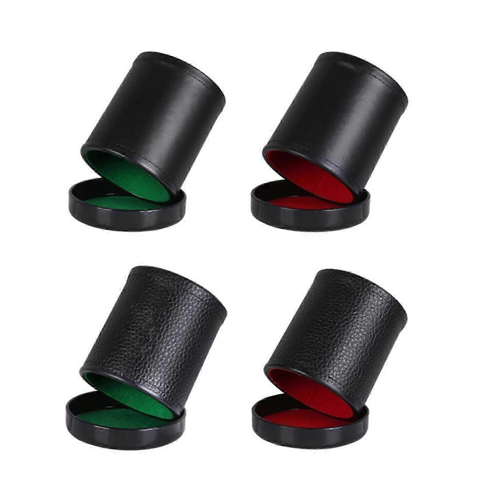 Kikidex (As Show, C) Pu Leather Dice Cup Green Red Felt Lined For Farkle Bar Party Family Dice Games 8X9.8x9cm/3.14X3.85x3.54inch