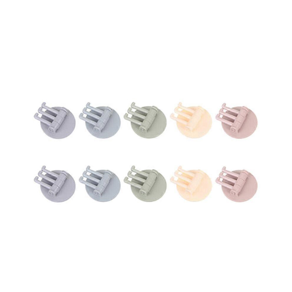 Kikidex (As Show, One Size) 10Pcs Seamless Adhesive Hook Rotatable Strong Bearing Stick Hook Kitchen Wall Hanger Bathroom Suppl
