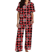 Weihnachts-Pyjamas, zweiteiliger Weihnachts-Pyjama mit-Fuchsia L